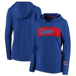 Chicago Cubs Fanatics Branded Women's Tri-Blend Colorblock Pullover Hoodie